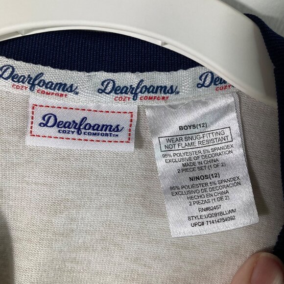 Boys Dearfoams Lil Bear PJ Top Oat Navy 12 Polyester Spandex - Picture 4 of 5
